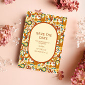 Retro Groovy 70's Gedekte gedempte Tonen Wedding S Save The Date