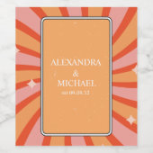 Retro Groovy 70's Gedekte tonen weddenschap wijn Wijn Etiket (Enkel label)