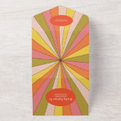 Retro Groovy 70's Gemuteerde tenteenbruiloft All In One Uitnodiging (Buitenkant)