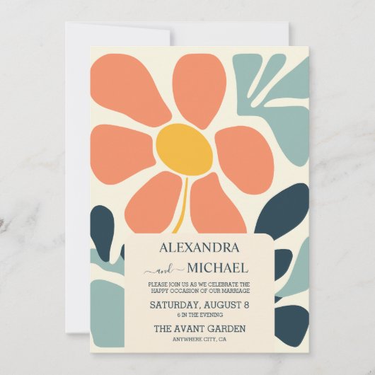 Retro Groovy 70's Gemuteerde tenteenbruiloft Kaart (Voorkant)