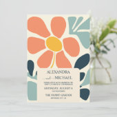 Retro Groovy 70's Gemuteerde tenteenbruiloft Kaart (Staand voorkant)