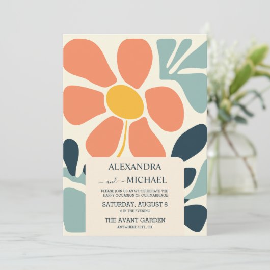 Retro Groovy 70's Gemuteerde tenteenbruiloft Kaart (Staand voorkant)