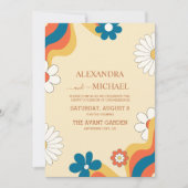 Retro Groovy 70's Gemuteerde tenteenbruiloft Kaart (Voorkant)