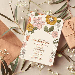 Retro Groovy 70's Gemuteerde tenteenbruiloft Kaart