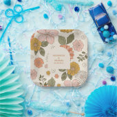 Retro Groovy 70's Gemuteerde tenteenbruiloft Papieren Bordje (Feest)