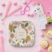 Retro Groovy 70's Gemuteerde tenteenbruiloft Papieren Bordje (Feest)