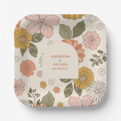 Retro Groovy 70's Gemuteerde tenteenbruiloft Papieren Bordje (Voorkant)