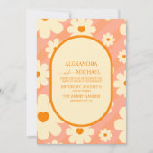 Retro Groovy 70's Gemuteerde Tones Wedding Invit Kaart (Voorkant)