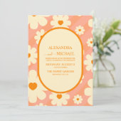 Retro Groovy 70's Gemuteerde Tones Wedding Invit Kaart (Staand voorkant)