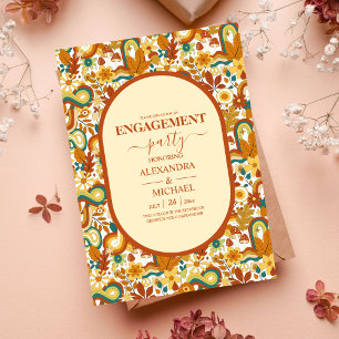 Retro Groovy 70's Gemuteerde Tones Wedding Invit Kaart