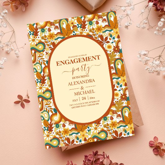 Retro Groovy 70's Gemuteerde Tones Wedding Invit Kaart