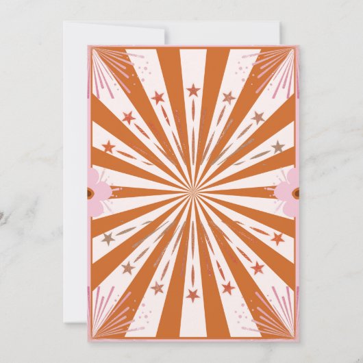 Retro Groovy 70's Geometrisch Verloving Kaart (Achterkant)