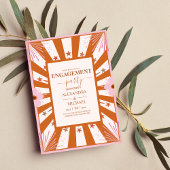 Retro Groovy 70's Geometrisch Verloving Kaart