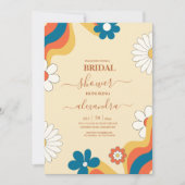 Retro Groovy 70's Gewaardeerde uitnodiging tot bri (Voorkant)