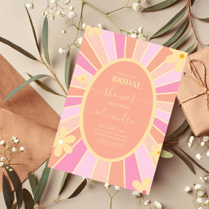 Retro Groovy 70's Gewaardeerde uitnodiging tot bri