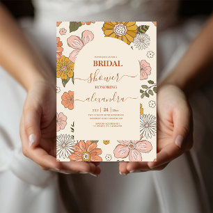 Retro Groovy 70's Gewaardeerde uitnodiging tot bri