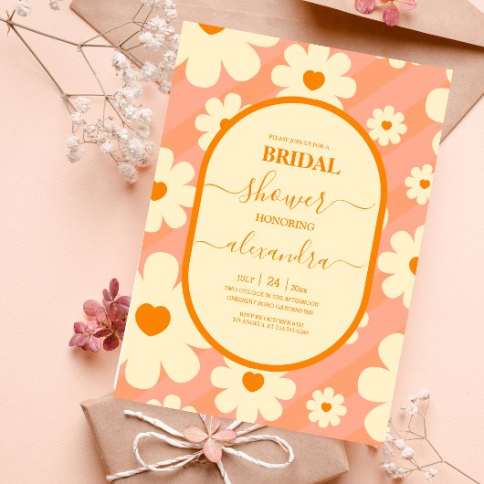 Retro Groovy 70's Gewaardeerde uitnodiging tot bri