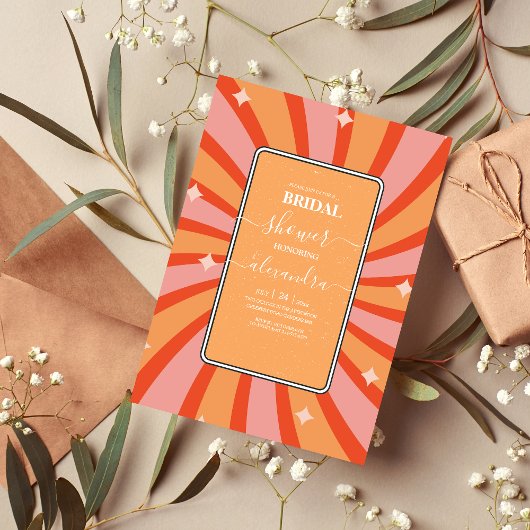 Retro Groovy 70's Gewaardeerde uitnodiging tot bri