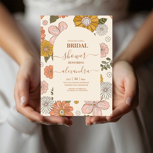 Retro Groovy 70's Gewaardeerde uitnodiging tot bri