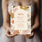 Retro Groovy 70's Gewaardeerde uitnodiging tot bri