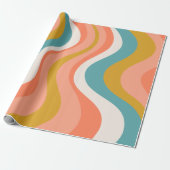 Retro Groovy 70s golvend patroon Cadeaupapier (Uitgerold)