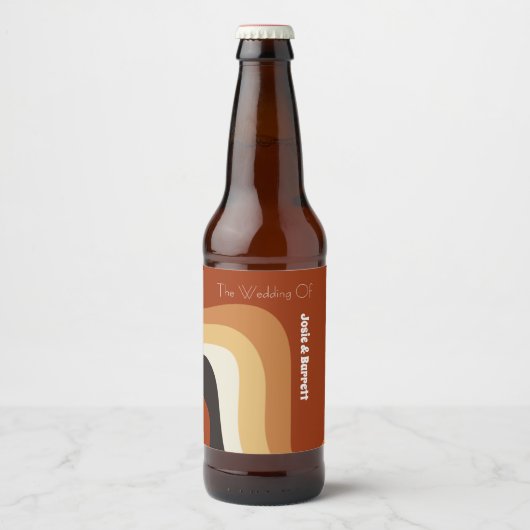 Retro Groovy 70s golvende Sinaasappel aangepaste b Bier Etiket (Voorkant)