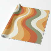 Retro Groovy 70s golvende strepen Cadeaupapier (Uitgerold)