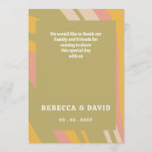 Retro Groovy 70s Groen Roze Bruiloft Menu (Achterkant)