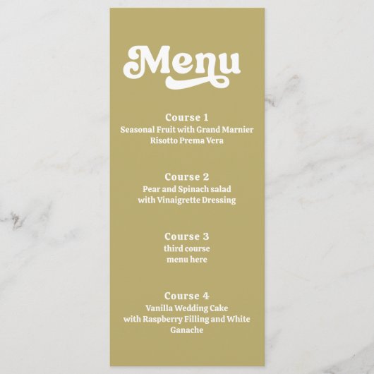 Retro Groovy 70s Groen Roze Bruiloft Menu (Voorkant)