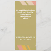 Retro Groovy 70s Groen Roze Bruiloft Menu (Achterkant)