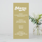 Retro Groovy 70s Groen Roze Bruiloft Menu (Staand voorkant)