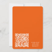 Retro Groovy 70s Helder Sinaasappel QR Code Huweli Save The Date (Achterkant)