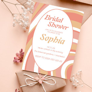 RETRO GROOVY 70S hippie BRIDAL DOUCHE uitnodiging
