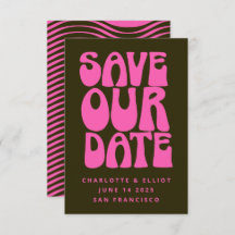 Retro Groovy 70s Hot Pink en Donkergroen bespaart 