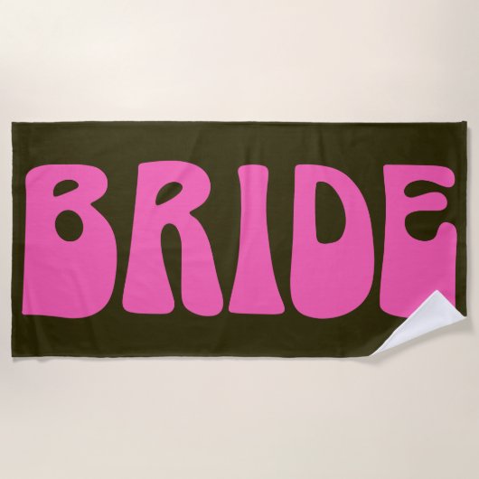 Retro Groovy 70's Hot Pink Green Bride Wedding Strandlaken (Voorkant)
