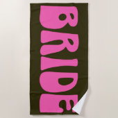 Retro Groovy 70's Hot Pink Green Bride Wedding Strandlaken (Voorkant)