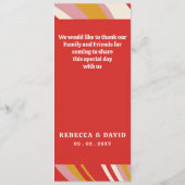 Retro Groovy 70s Ivoor Rood Bruiloft Menu (Achterkant)