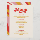 Retro Groovy 70s Ivoor Rood Bruiloft Menu (Voorkant / Achterkant)