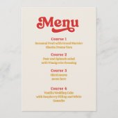 Retro Groovy 70s Ivoor Rood Bruiloft Menu (Voorkant)