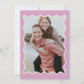 Retro Groovy 70s Ivoor Roze Disco Foto Save The Date (Achterkant)