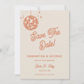 Retro Groovy 70s Ivoor Sinaasappel Disco Foto Save The Date (Voorkant)