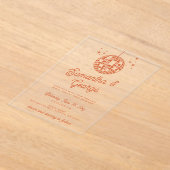 Retro Groovy 70s Ivoor Sinaasappel Foto Disco Brui Acryl Uitnodigingen (Laagn)