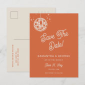 Retro Groovy 70s Ivory Disco Sinaasappel Save The  Aankondigingskaart (Voorkant / Achterkant)