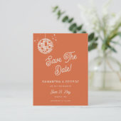 Retro Groovy 70s Ivory Disco Sinaasappel Save The  Aankondigingskaart (Staand voorkant)