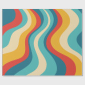 Retro Groovy 70s Kleurrijke golvende strepen Cadeaupapier (Vlak)