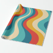 Retro Groovy 70s Kleurrijke golvende strepen Cadeaupapier (Uitgerold)
