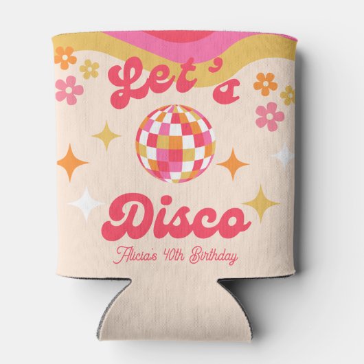 Retro Groovy 70s Laten we Disco Any Age Verjaardag Blikjeskoeler (Achterkant)