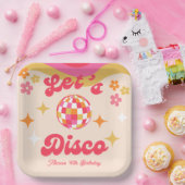 Retro Groovy 70s Laten we Disco Any Age Verjaardag Papieren Bordje (Feest)