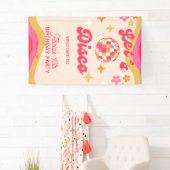 Retro Groovy 70s Laten we Disco Any Age Verjaardag Spandoek (Insitu)