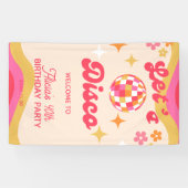 Retro Groovy 70s Laten we Disco Any Age Verjaardag Spandoek (Horizontaal)